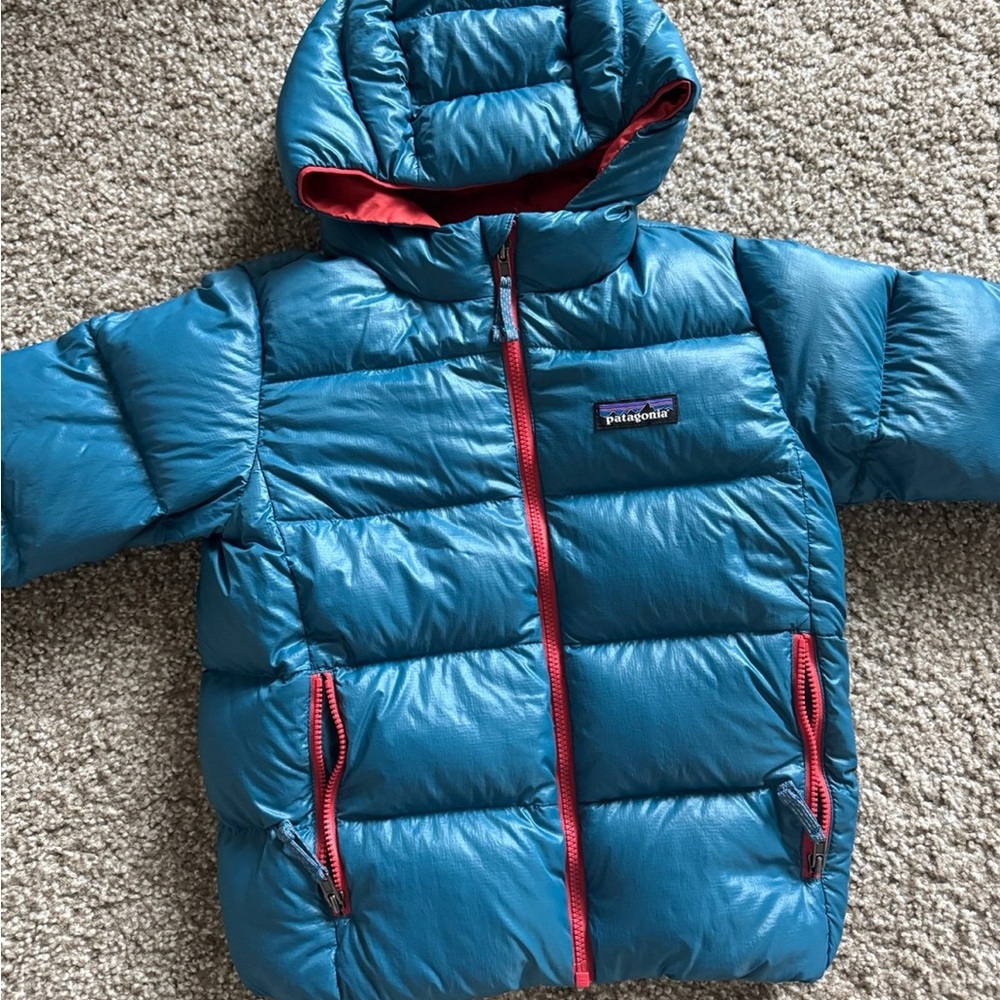 Blue/Red Patagonia Hi-Loft Down Sweater Hoody